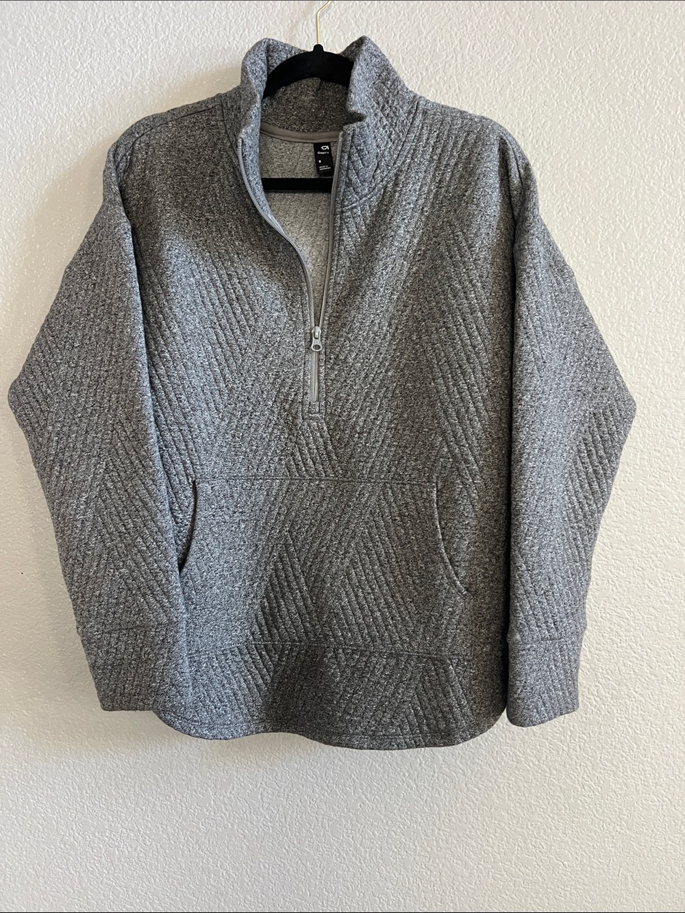 Gap Fit Quilted Jacquard Half-Zip Grey Women’s Pullover Size S